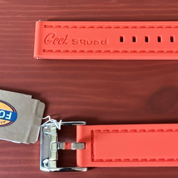 NWT Fossil Orange Watch Strap Belt Silicone Silver Buckle - Picture 4 of 10